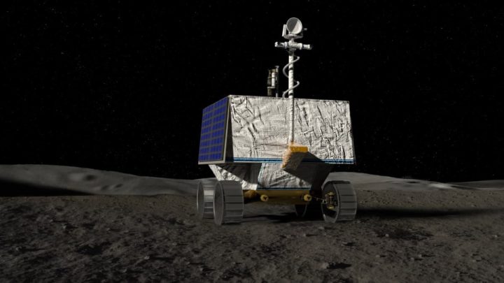 Image of NASA's VIPER rover from the Artemis water search program at the Moon's South Pole