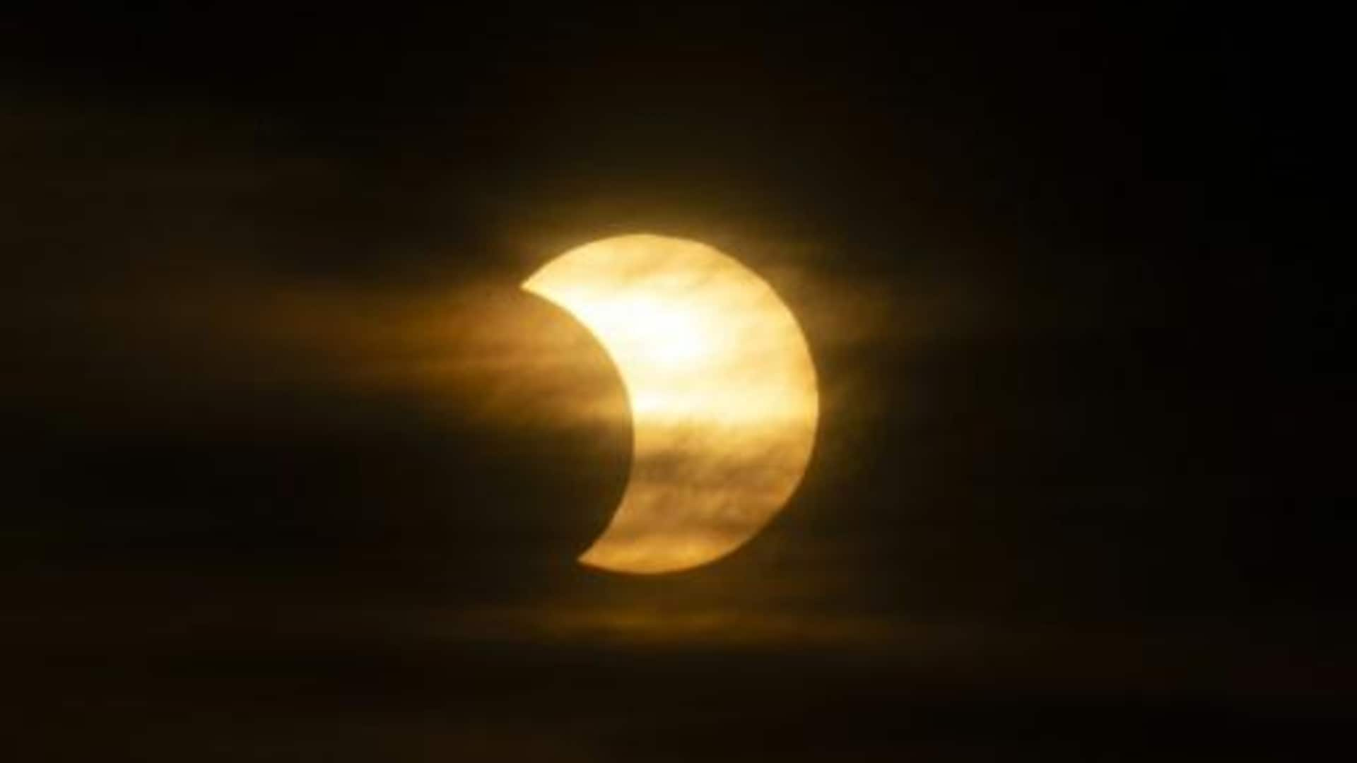 Partial solar eclipse over the northern hemisphere