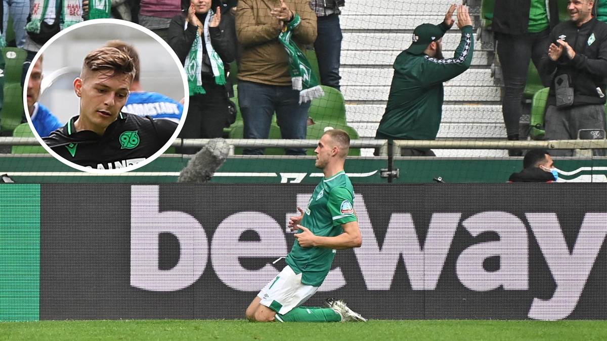 Two booths in first game: Former 96 striker Dux Werder celebrates dream debut at Bremen