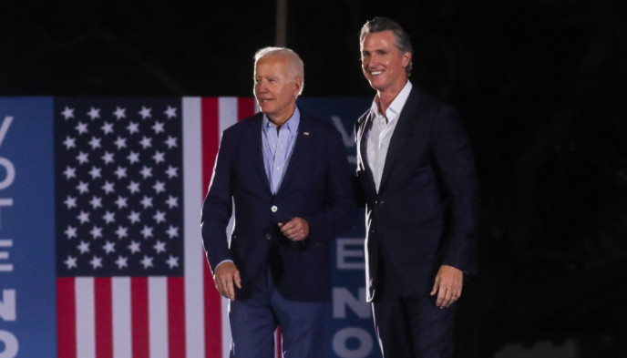 Fighting: California Governor Gavin Newsom is fighting for the job.  President Joe Biden endorsed it at a public meeting in Long Beach on Monday.  Photo: Reuters/Lea Mehlis