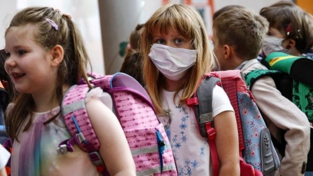 School in Germany has resumed classes and some students have returned with masks