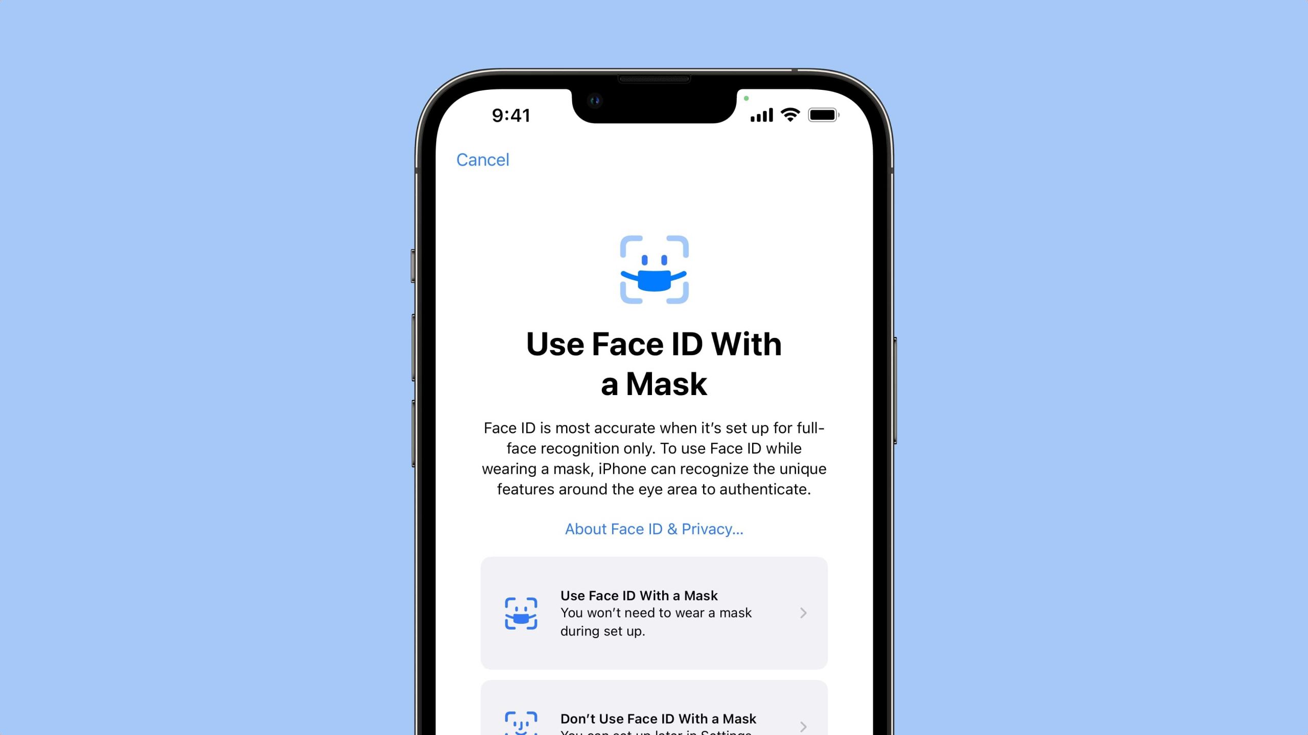 Face ID com máscara