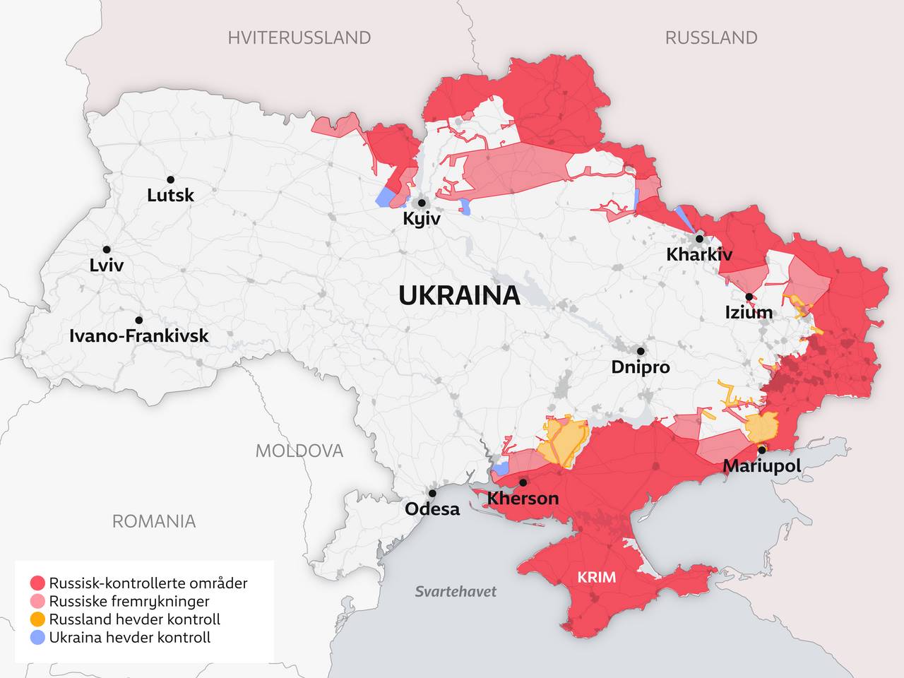 Map of the situation in Ukraine