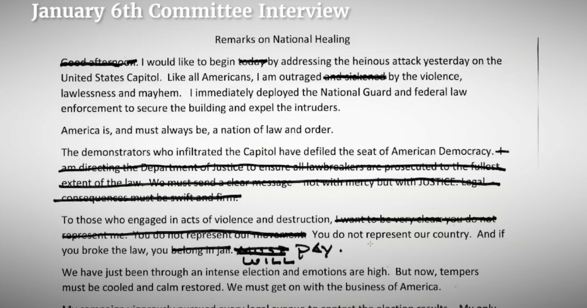 January 6 Committee: - The words Trump deleted

